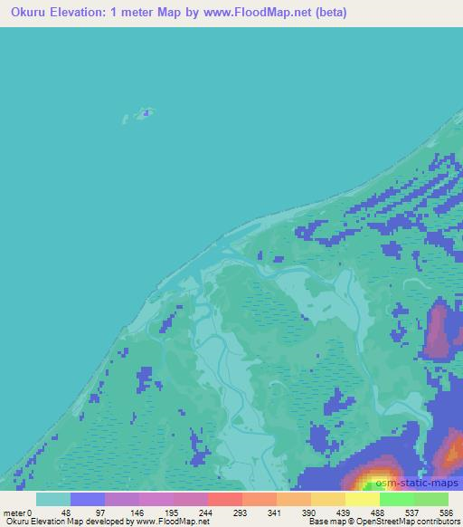 Okuru,New Zealand Elevation Map