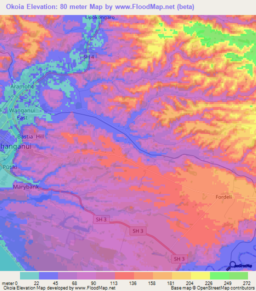 Okoia,New Zealand Elevation Map