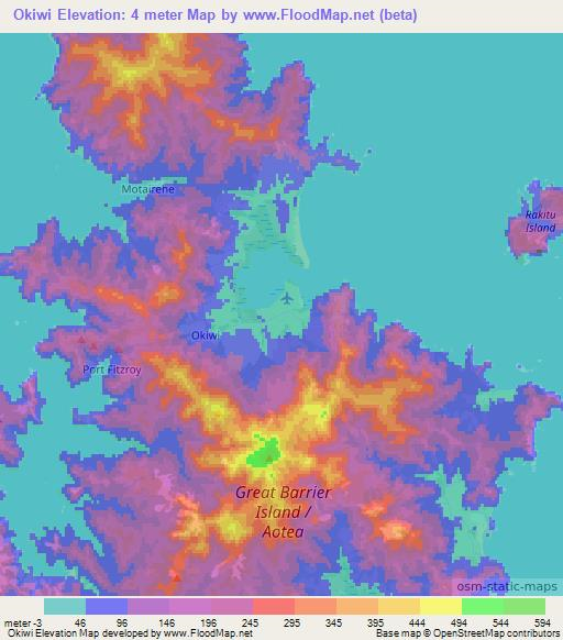 Okiwi,New Zealand Elevation Map