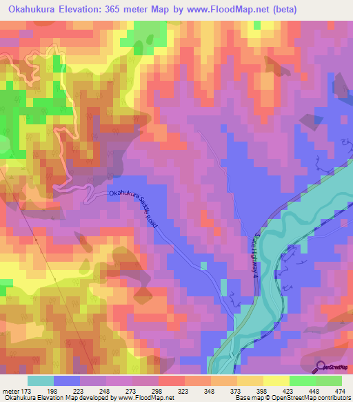 Okahukura,New Zealand Elevation Map
