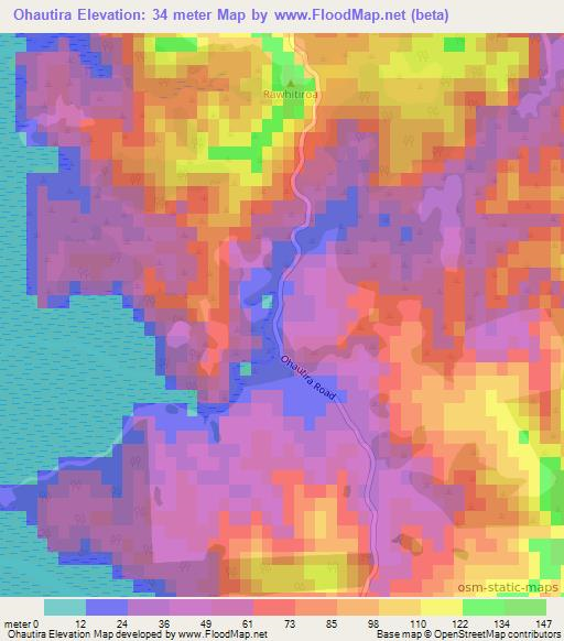 Ohautira,New Zealand Elevation Map