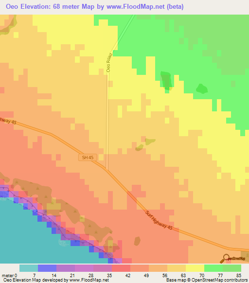 Oeo,New Zealand Elevation Map