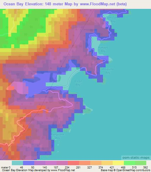 Ocean Bay,New Zealand Elevation Map