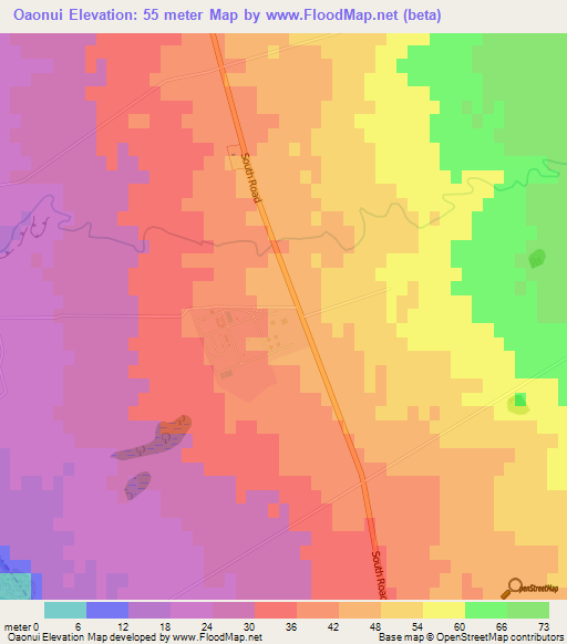 Oaonui,New Zealand Elevation Map