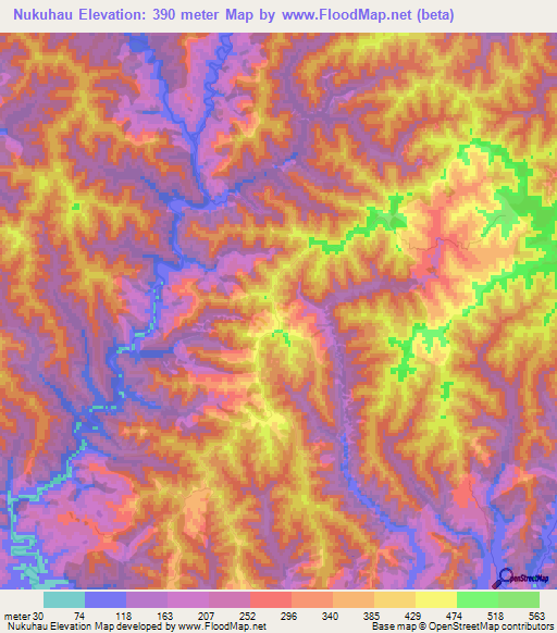 Nukuhau,New Zealand Elevation Map