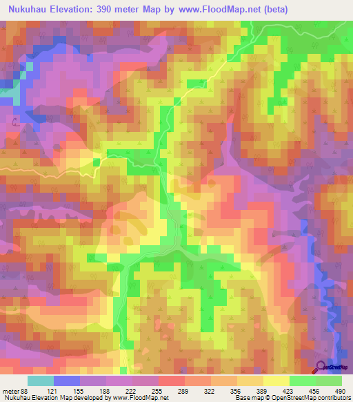 Nukuhau,New Zealand Elevation Map
