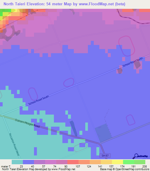 North Taieri,New Zealand Elevation Map
