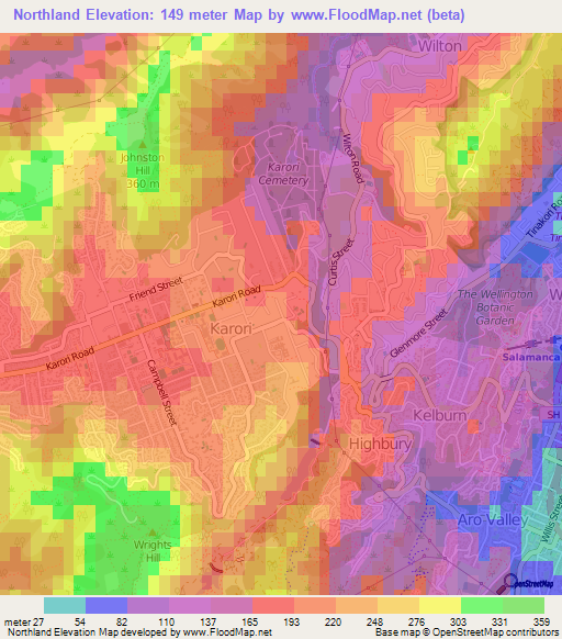 Northland,New Zealand Elevation Map
