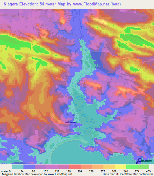 Niagara,New Zealand Elevation Map