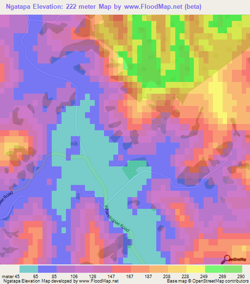 Ngatapa,New Zealand Elevation Map