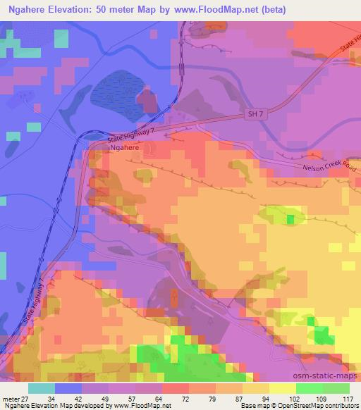 Ngahere,New Zealand Elevation Map