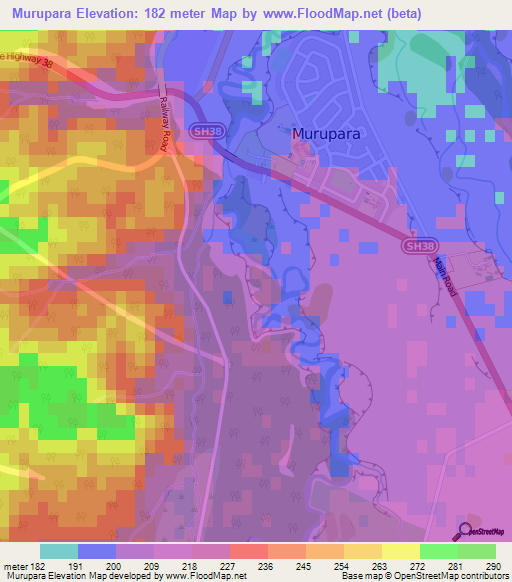 Murupara,New Zealand Elevation Map