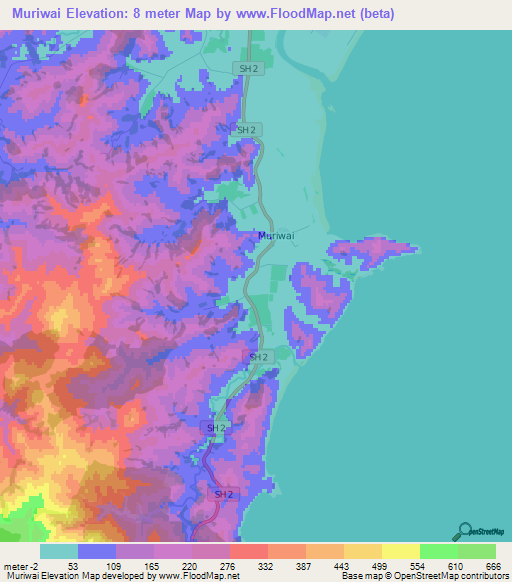 Muriwai,New Zealand Elevation Map