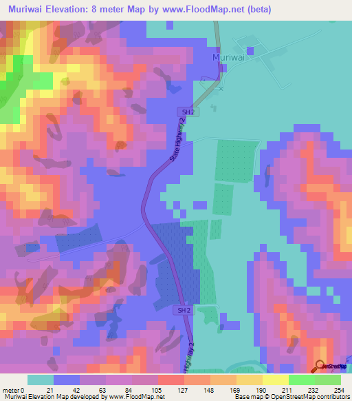 Muriwai,New Zealand Elevation Map