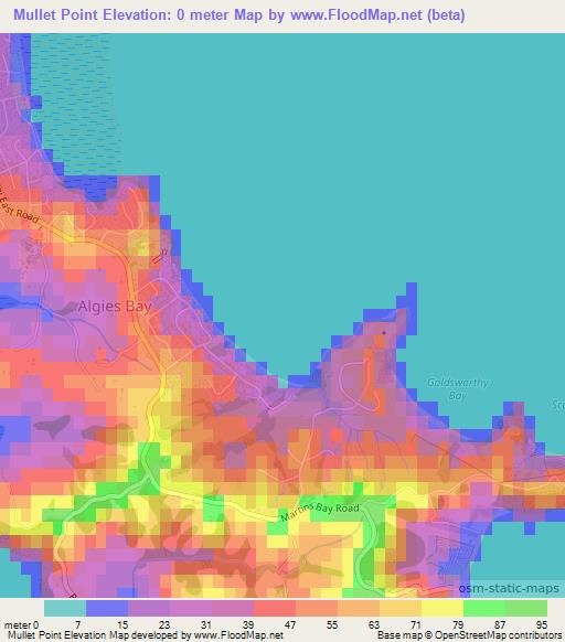 Mullet Point,New Zealand Elevation Map