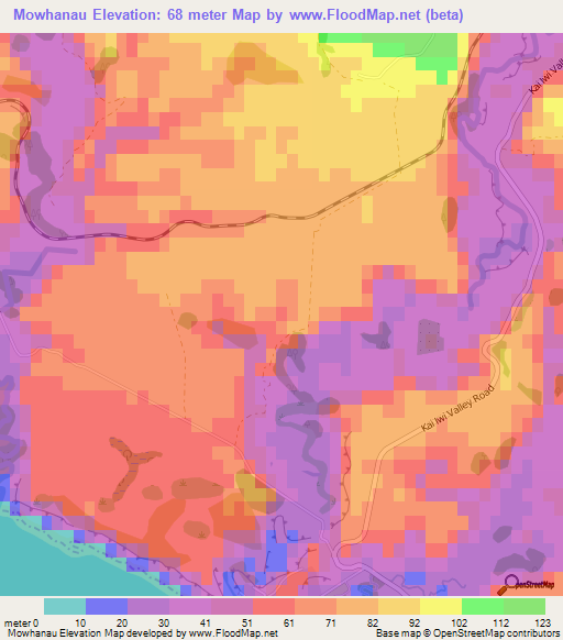 Mowhanau,New Zealand Elevation Map