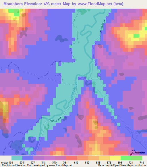 Moutohora,New Zealand Elevation Map