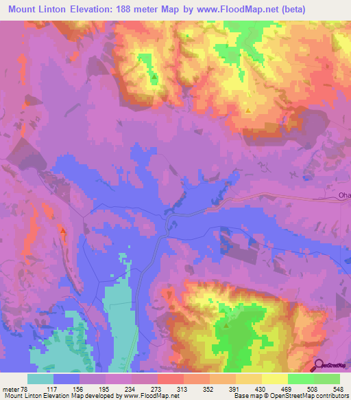 Mount Linton,New Zealand Elevation Map