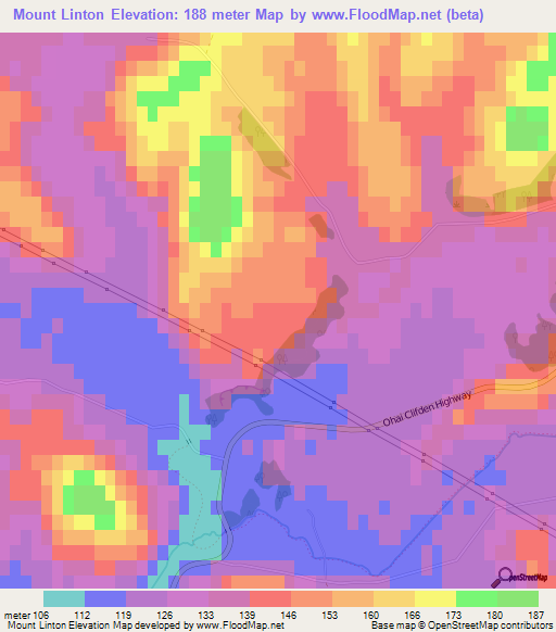Mount Linton,New Zealand Elevation Map
