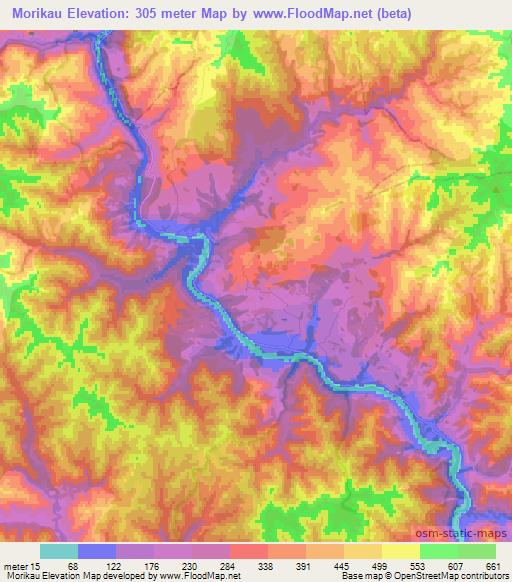 Morikau,New Zealand Elevation Map