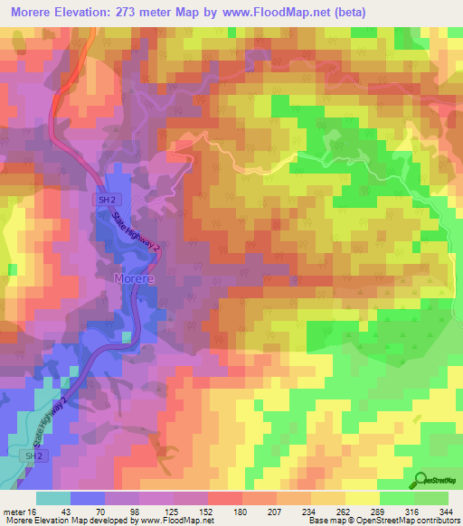 Morere,New Zealand Elevation Map