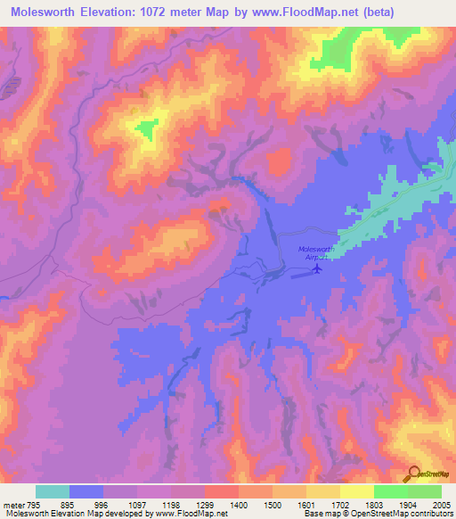 Molesworth,New Zealand Elevation Map