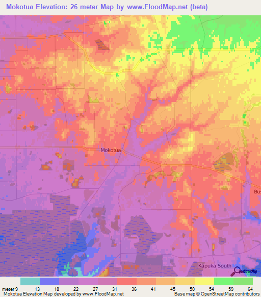 Mokotua,New Zealand Elevation Map