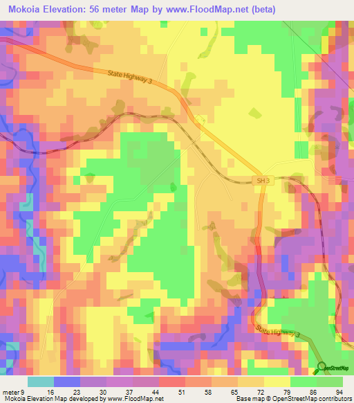 Mokoia,New Zealand Elevation Map
