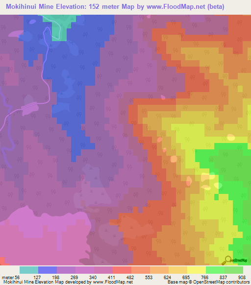 Mokihinui Mine,New Zealand Elevation Map