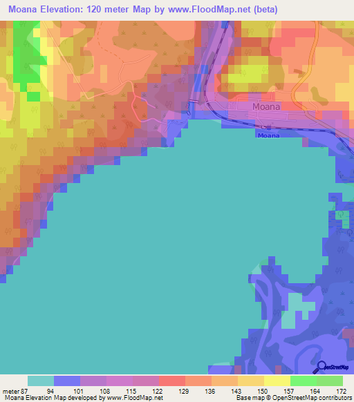 Moana,New Zealand Elevation Map