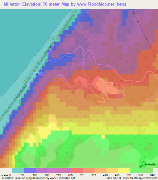 Millerton,New Zealand Elevation Map