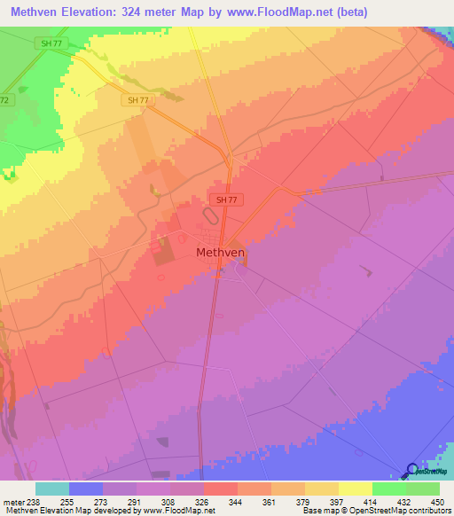Methven,New Zealand Elevation Map