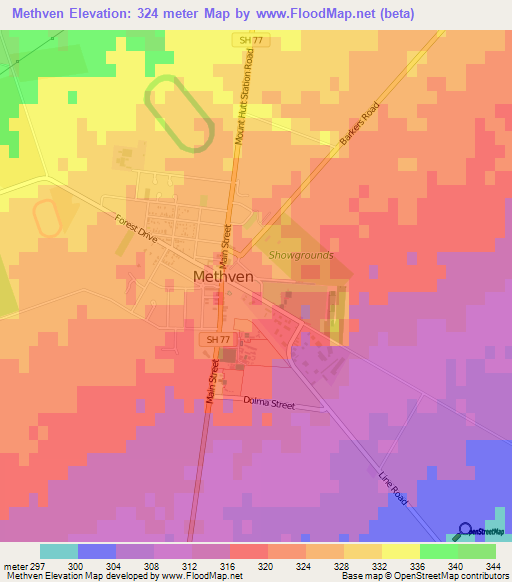 Elevation of Methven,New Zealand Elevation Map, Topography, Contour