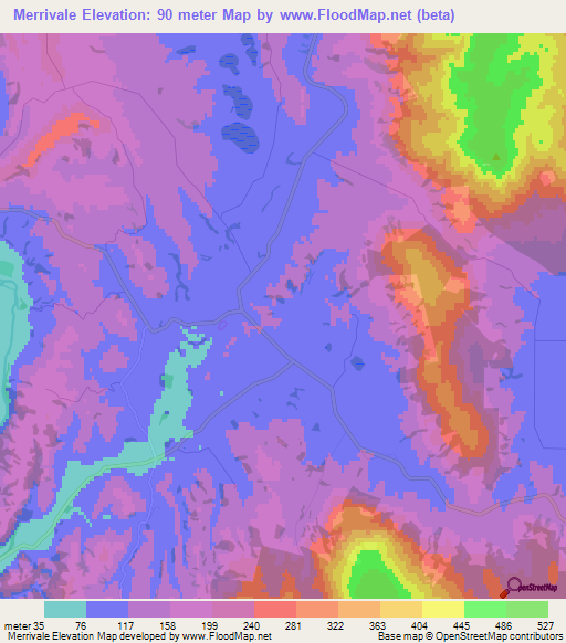 Merrivale,New Zealand Elevation Map