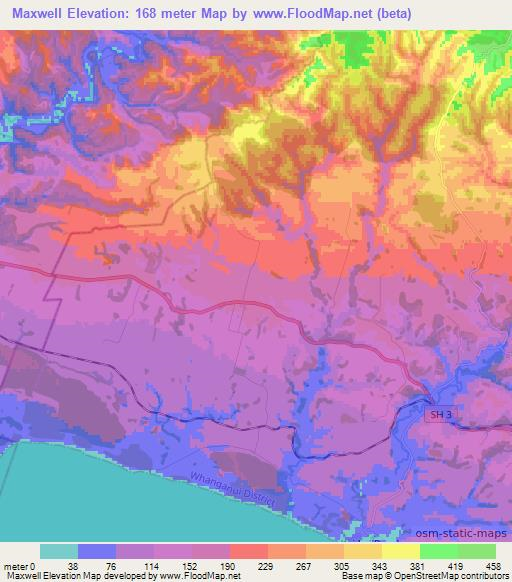 Maxwell,New Zealand Elevation Map