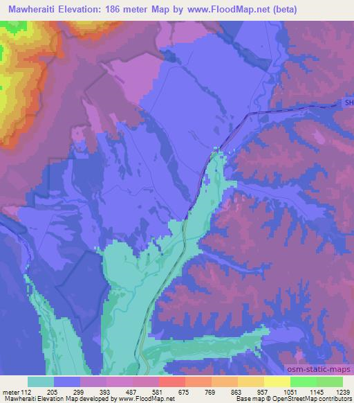 Mawheraiti,New Zealand Elevation Map