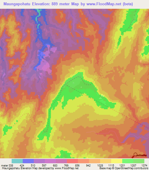 Maungapohatu,New Zealand Elevation Map