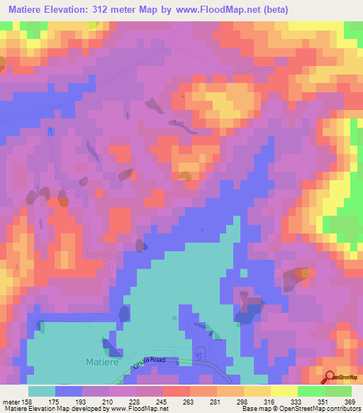 Matiere,New Zealand Elevation Map