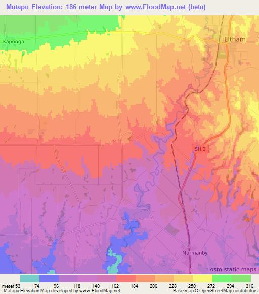 Matapu,New Zealand Elevation Map