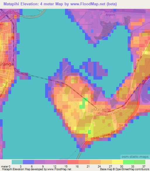 Matapihi,New Zealand Elevation Map