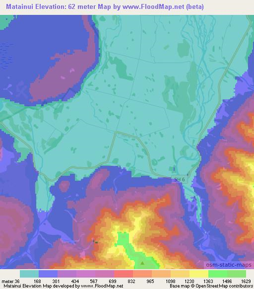 Matainui,New Zealand Elevation Map