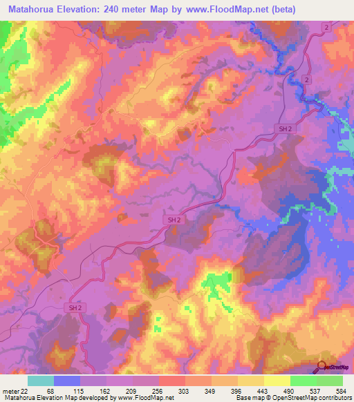 Matahorua,New Zealand Elevation Map