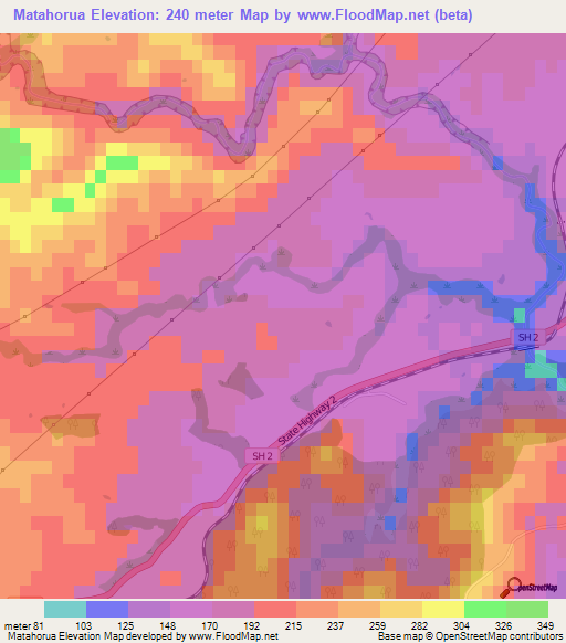 Matahorua,New Zealand Elevation Map