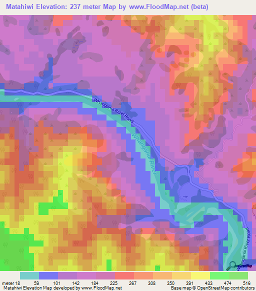 Matahiwi,New Zealand Elevation Map