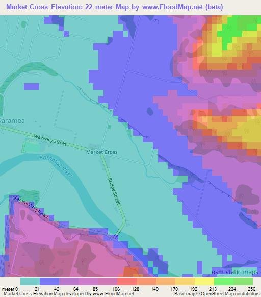 Market Cross,New Zealand Elevation Map