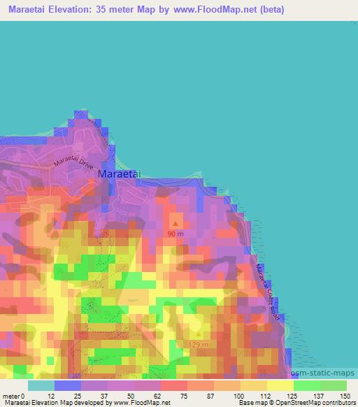 Maraetai,New Zealand Elevation Map
