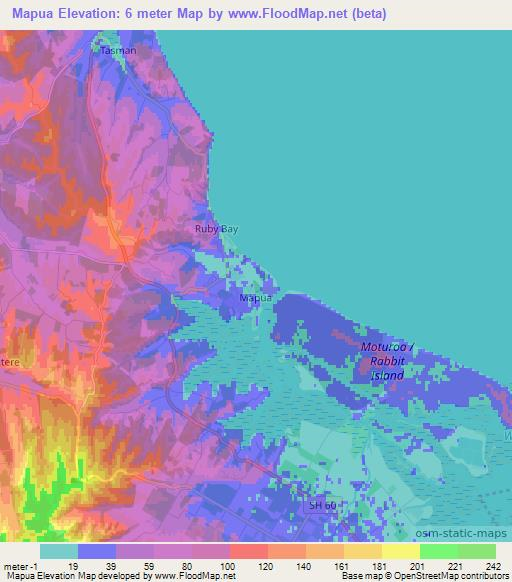 Mapua,New Zealand Elevation Map