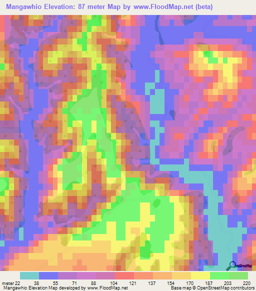 Mangawhio,New Zealand Elevation Map