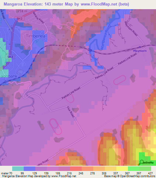 Mangaroa,New Zealand Elevation Map