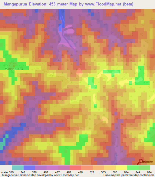 Mangapurua,New Zealand Elevation Map